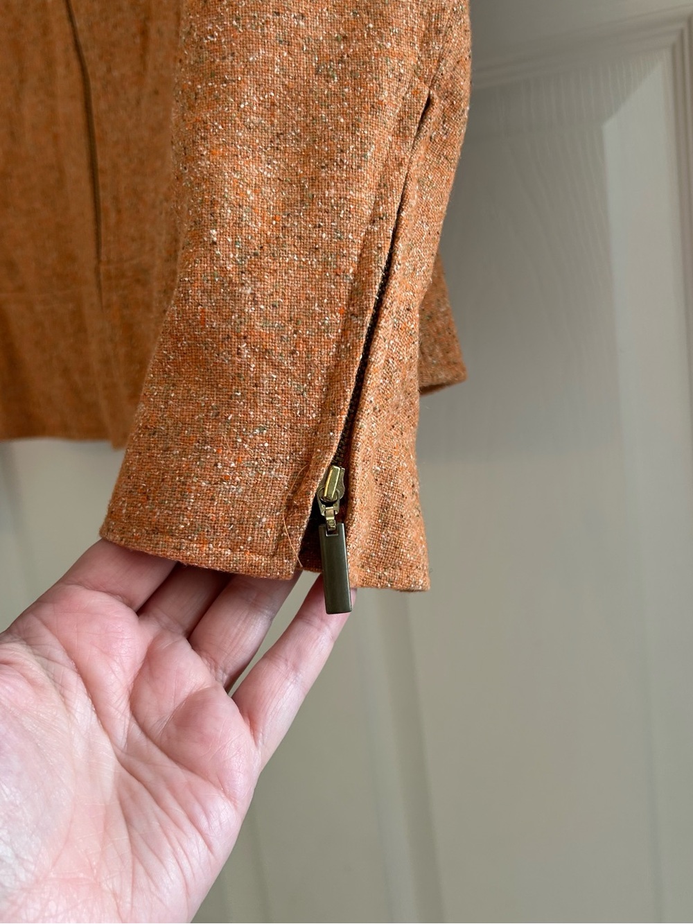 Talbots Orange Tweed Zip-Front Women's Jacket Size 2P - Picture 3 of 7